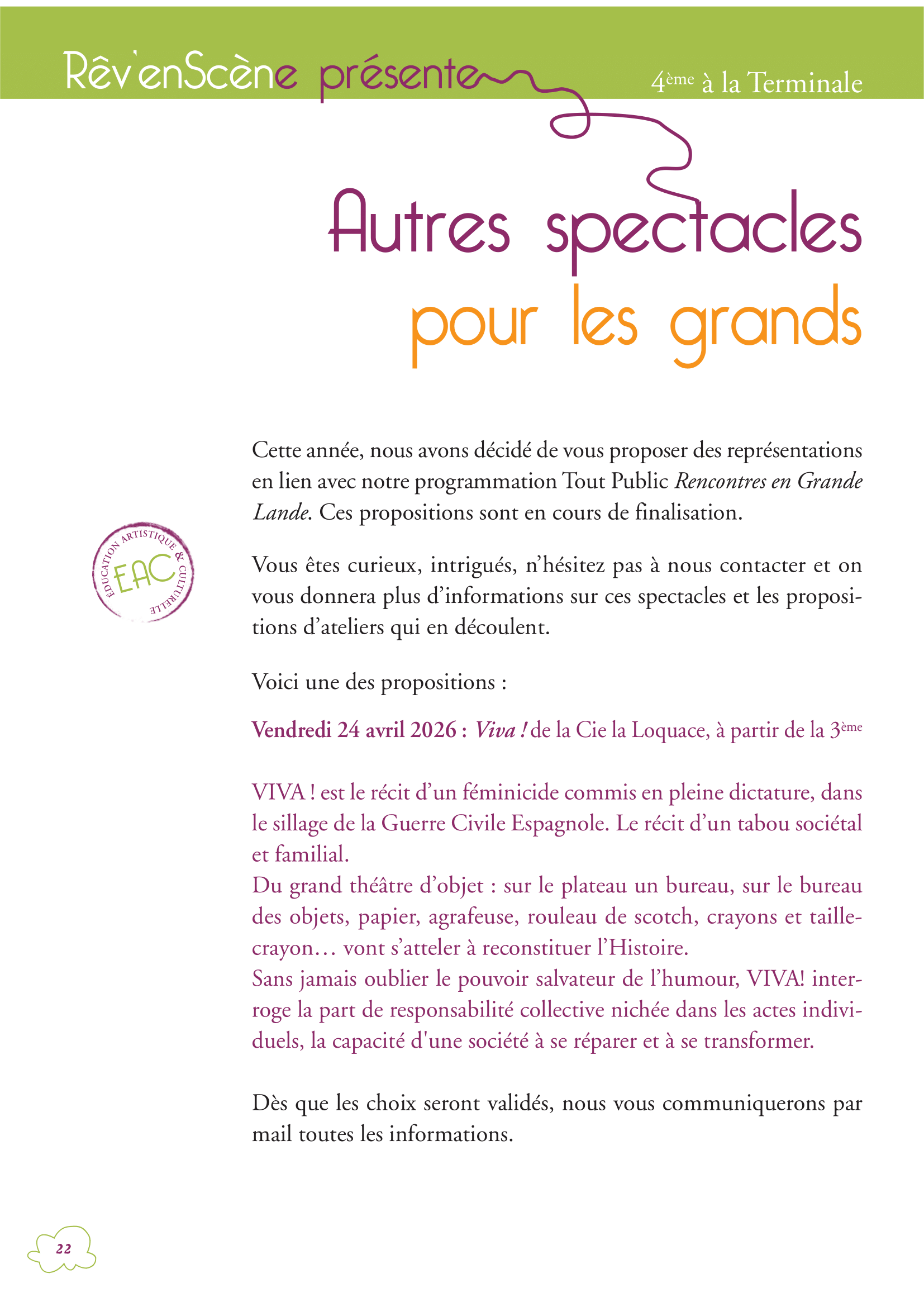 Autres spectacles pour les grands
