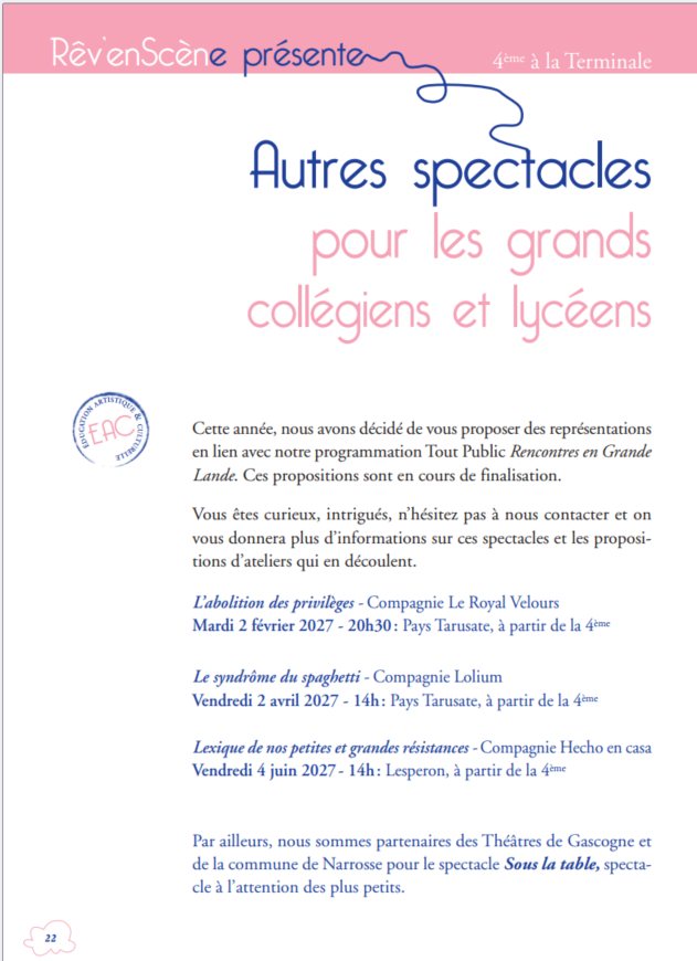 Autres spectacles pour les grands